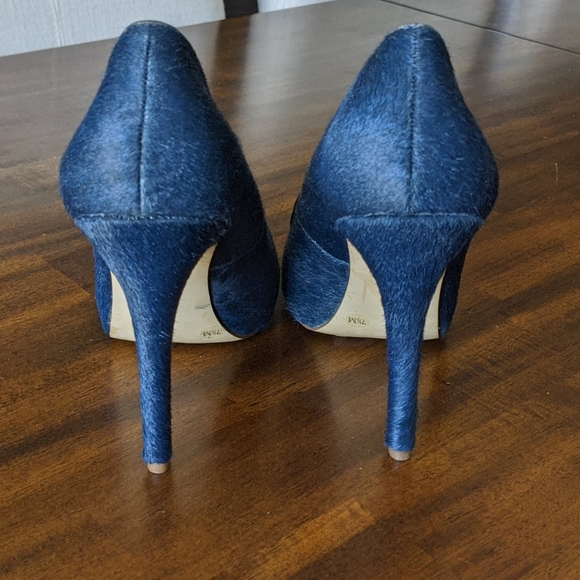INC Blue Denim Calf Fur Heels 7.5 - Picture 4 of 8